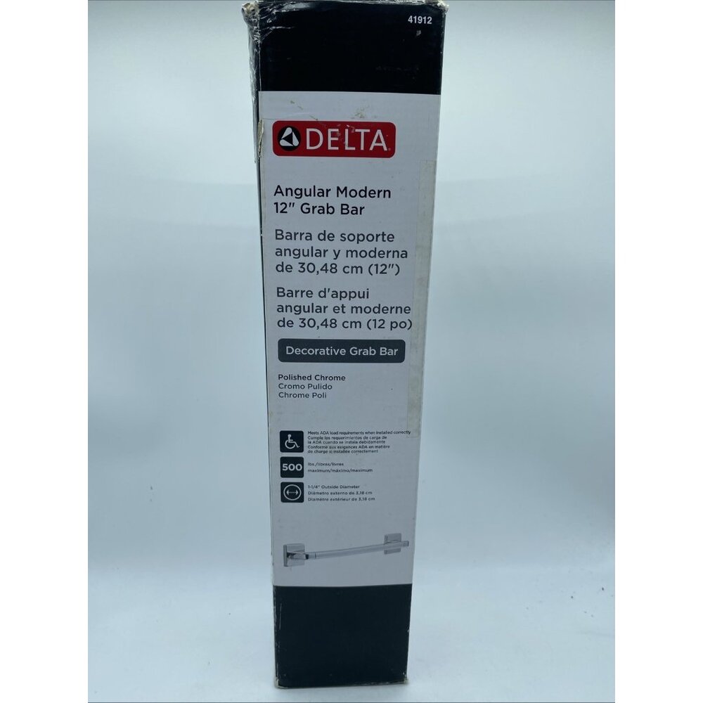 Delta Angular Modern 12” Grab Bar Polished Chrome 41912 Medical Safety Elderly